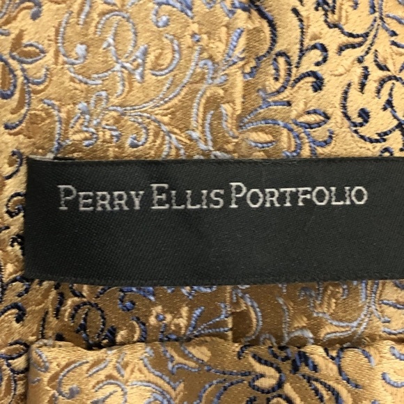 - Mens Gold And Blue Tie. Perry Ellis. Like New. - Picture 3 of 3